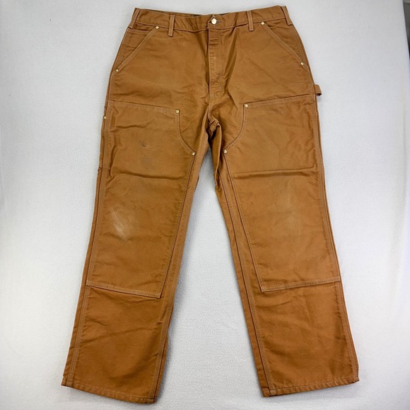Carhartt Double Knee Work Pants B01 BRN Mens 38x30 Duck Canvas USA Carpenter